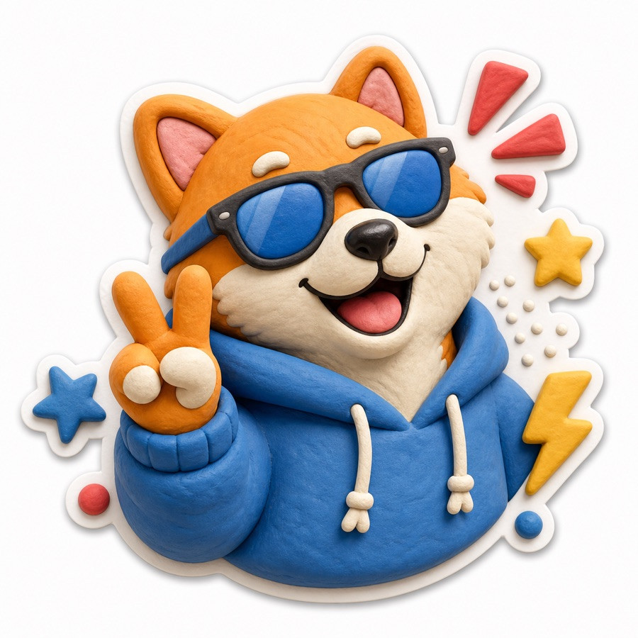 Clay 3D 贴纸风格效果图