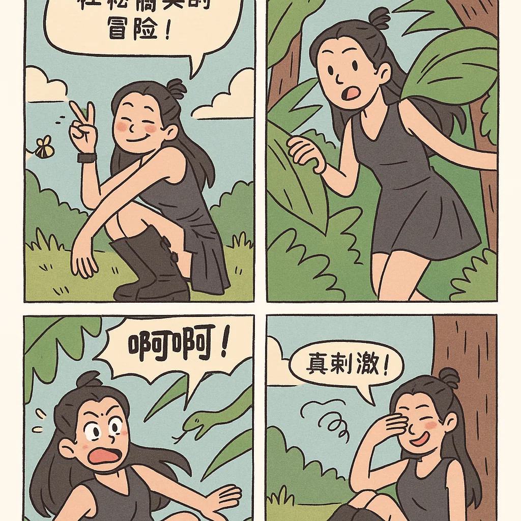 手绘卡通四格漫画风格效果图