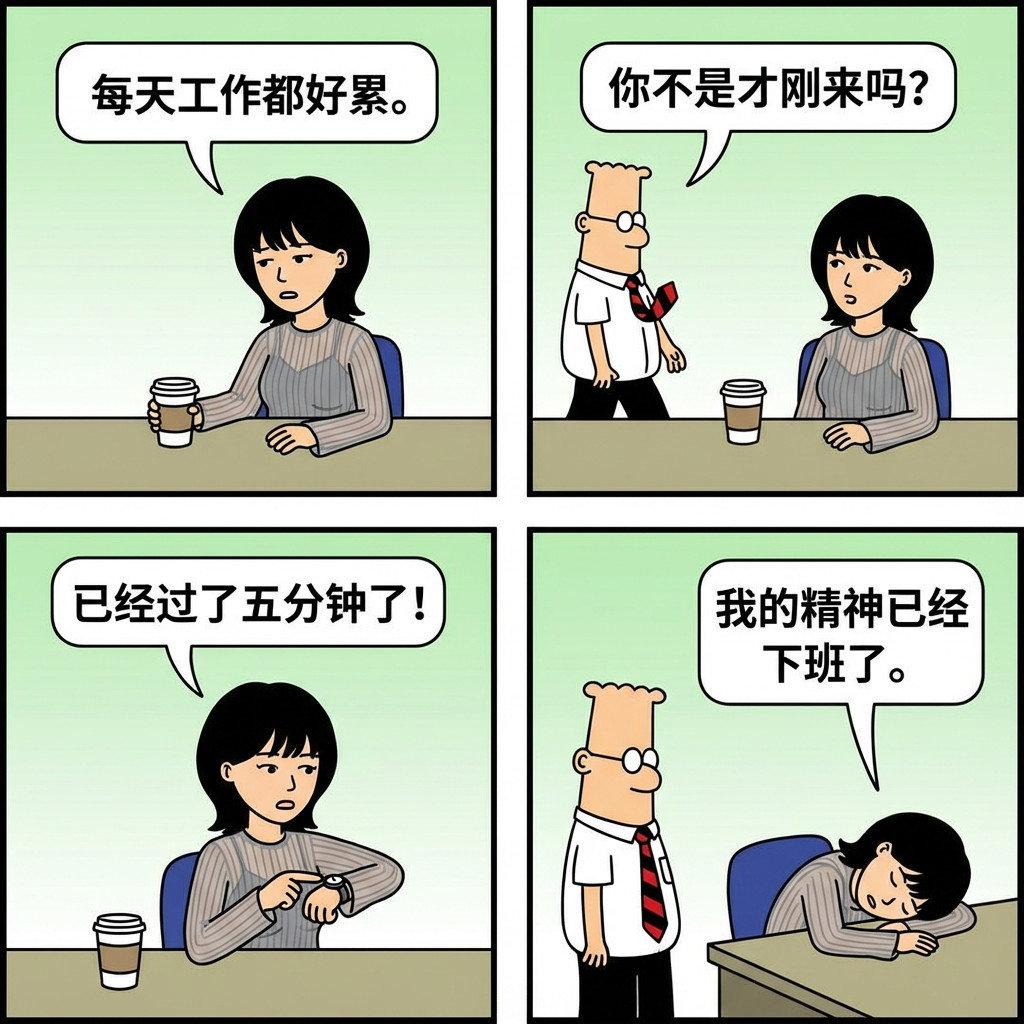 搞笑4格漫画-《呆伯特Dilbert》风格效果演示