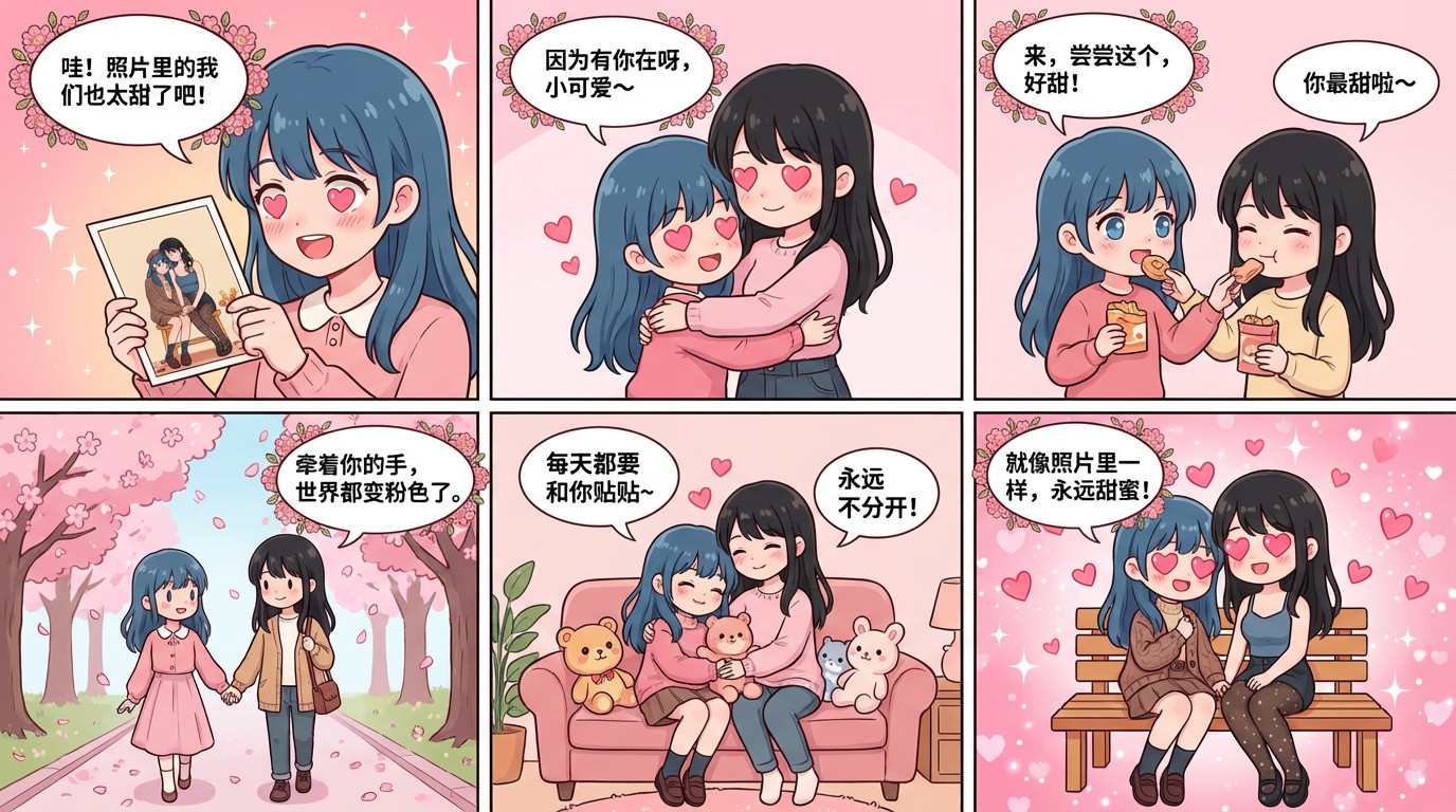 六格甜宠漫画（适合情侣）效果预览