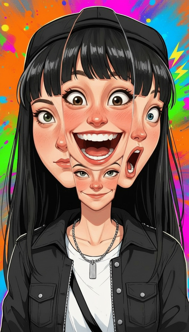 半写实的漫画式半身像效果预览