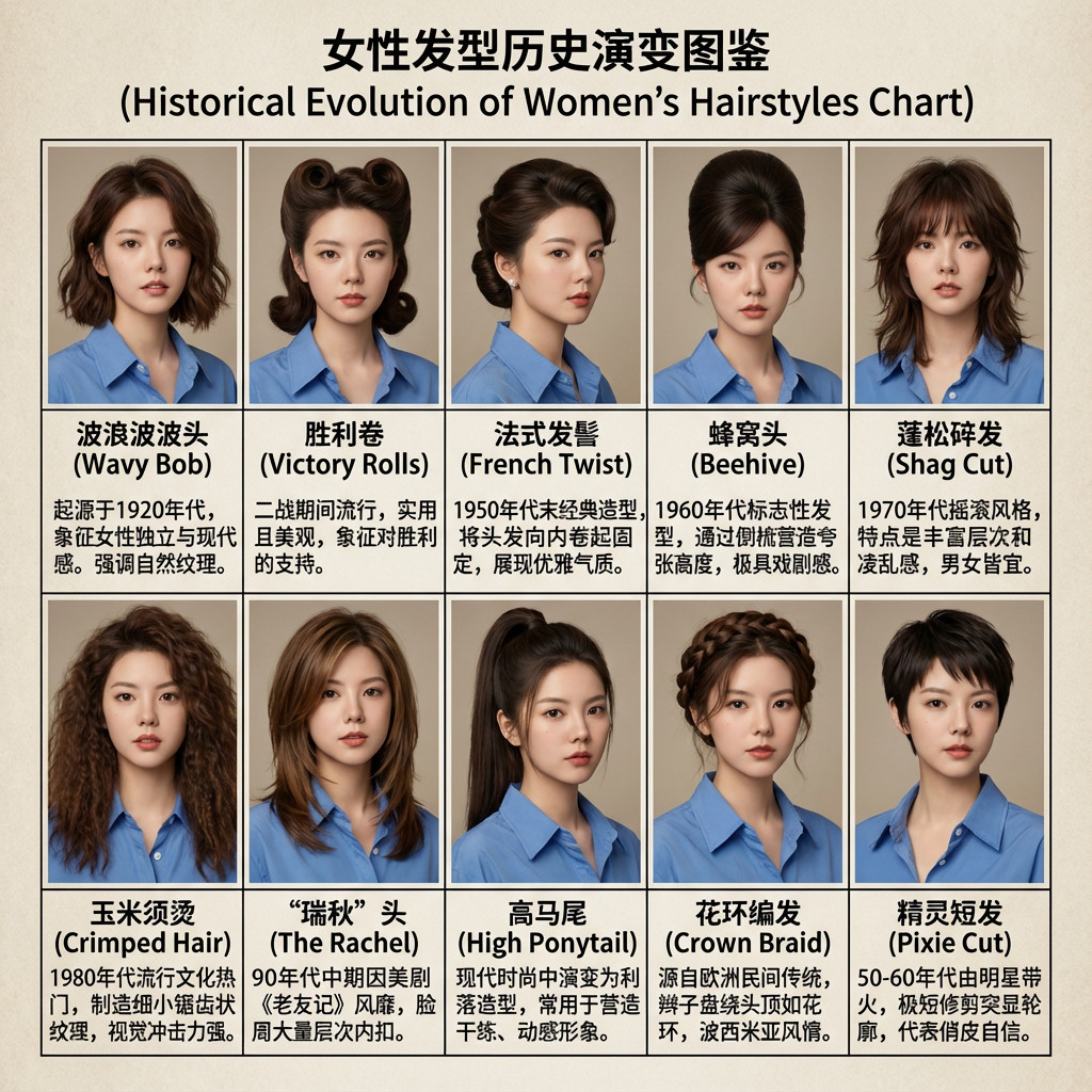 随机10种不同发型风格效果图