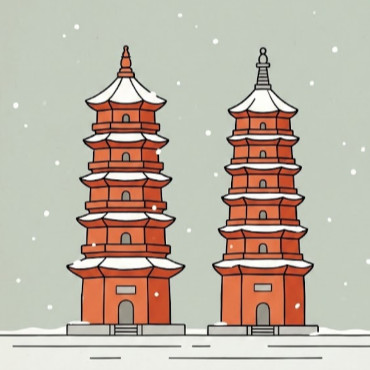 雪景+极简复古风格效果图