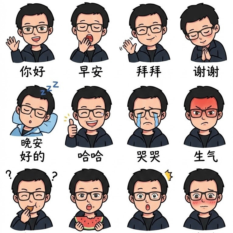 24个卡通表情风格效果图