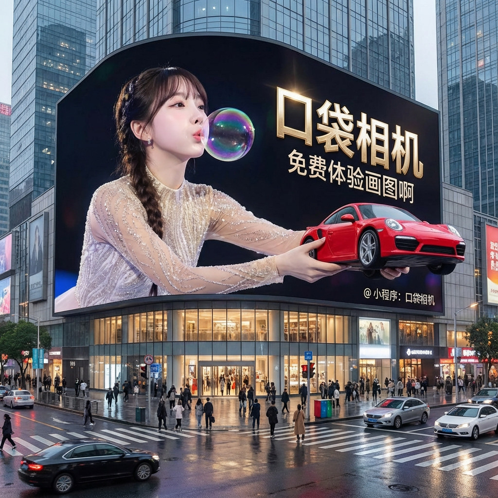 巨大的时尚弧形3D广告牌风格效果图