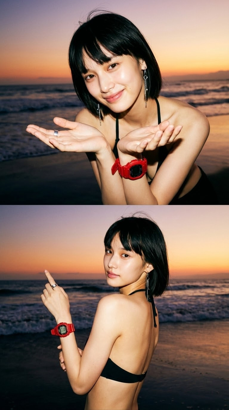 海边日落比基尼写真效果演示