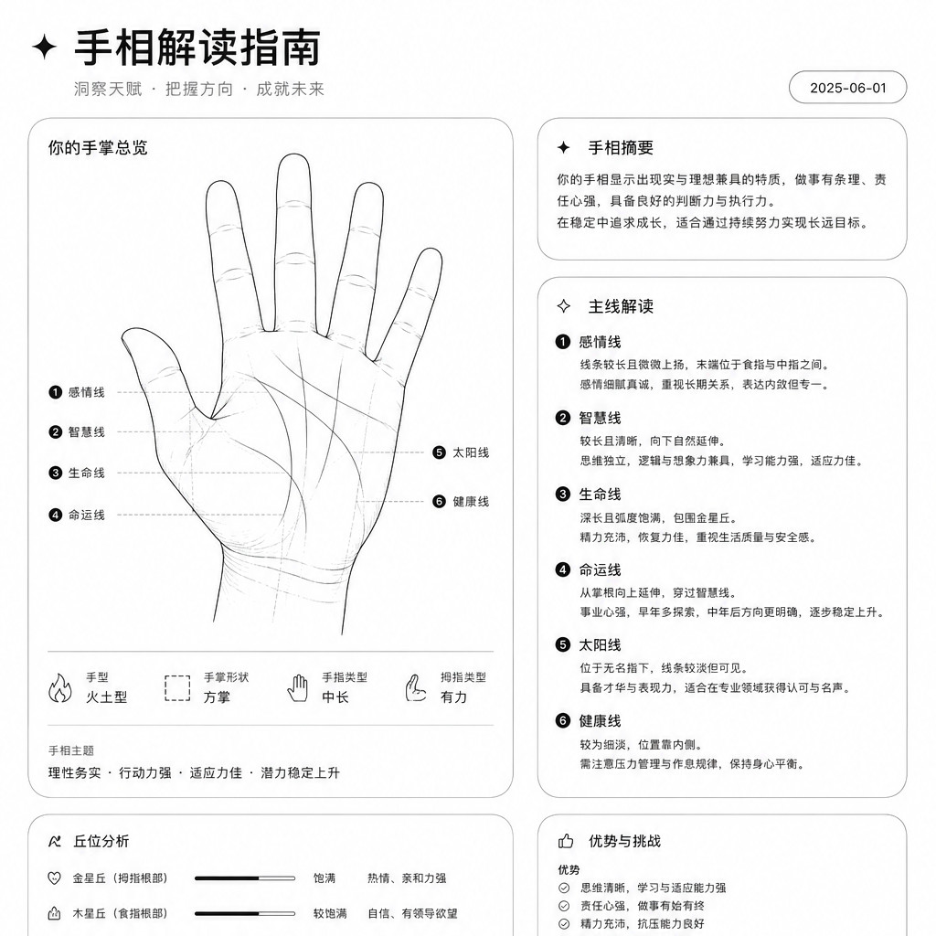 手相解读指南风格效果图