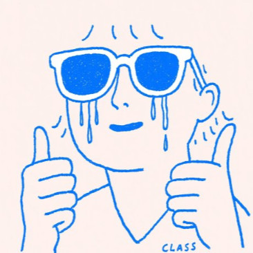 蓝粉色极简线条插画风格效果图
