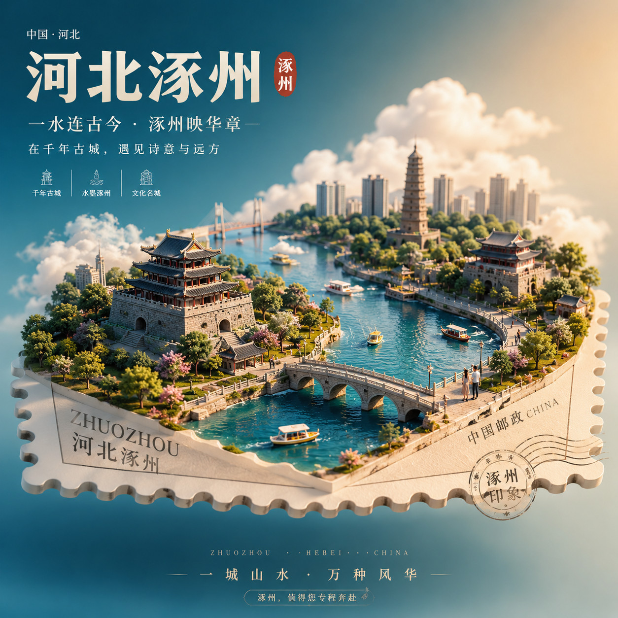 3D 等轴测邮票封效果演示