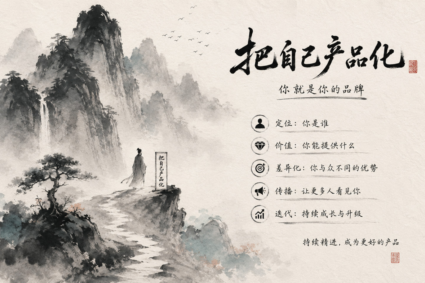 宣纸上的中国水墨画效果演示